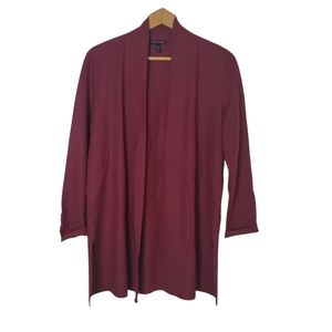 Eileen Fisher 100% Wool Burgundy Cardigan Size S
